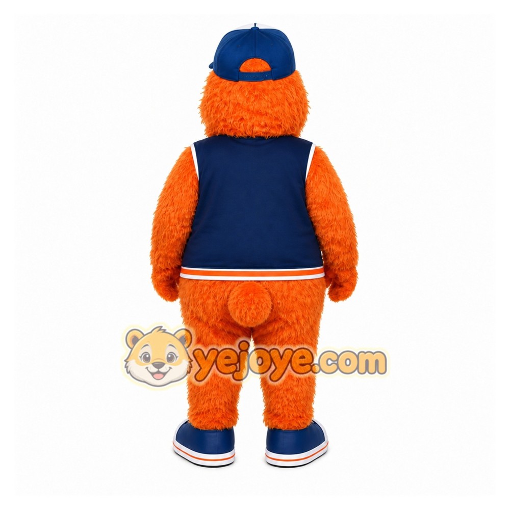 Orange Bear In Sports Vest Mascot Costume for Sports Events