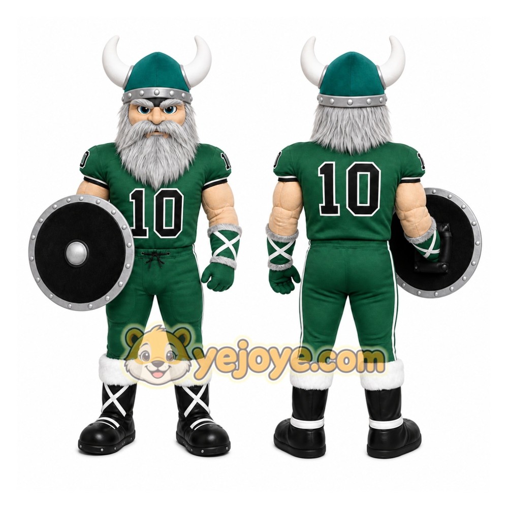 Green Viking Warrior Mascot Costume for Sports Events