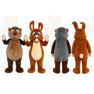 Brown Bear And Rabbit Duo Mascot Costume for Children's Events