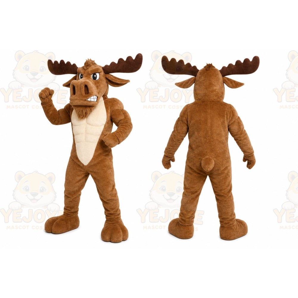 Brown Moose Mascot Costume for Sports Events