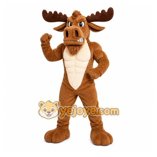 Brown Moose Mascot Costume for Sports Events