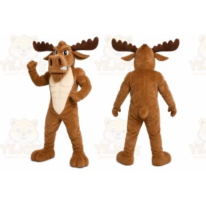 Brown Moose Mascot Costume for Sports Events