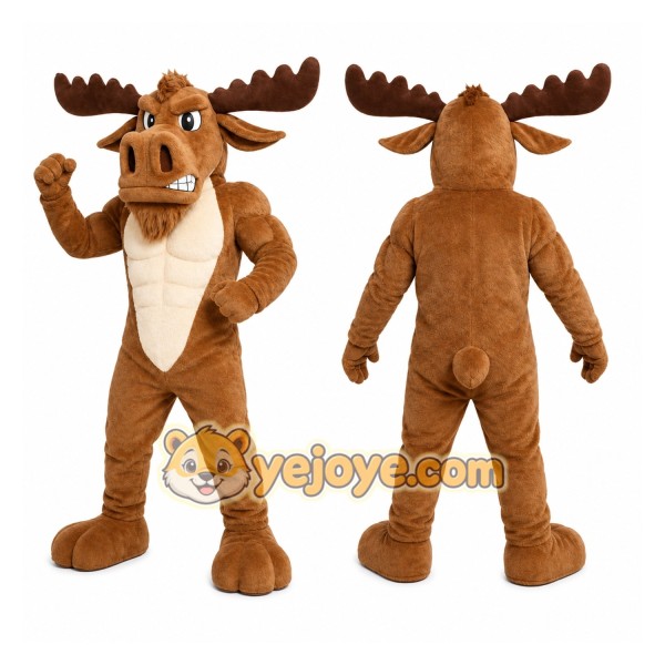 Brown Moose Mascot Costume for Sports Events