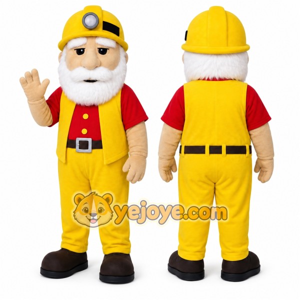 Yellow Construction Worker Mascot Costume for Events and Promotions