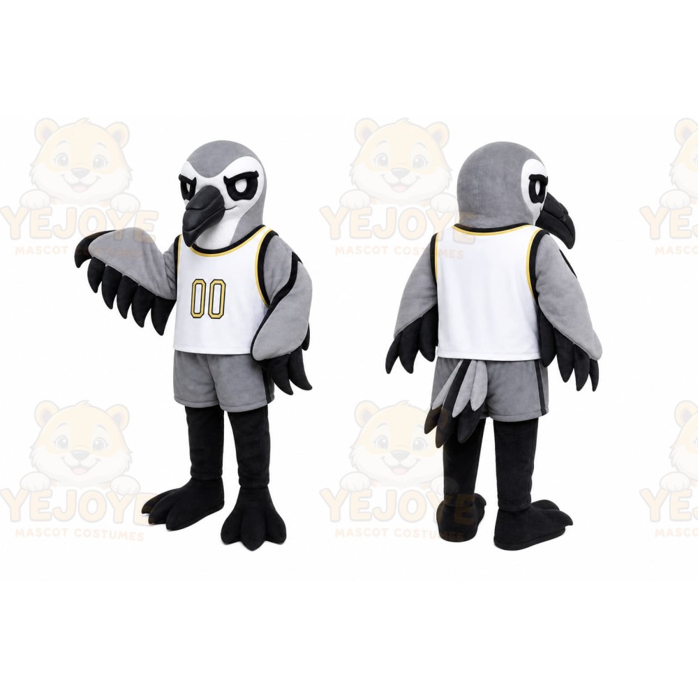 Gray Bird Mascot Costume for Sports Events