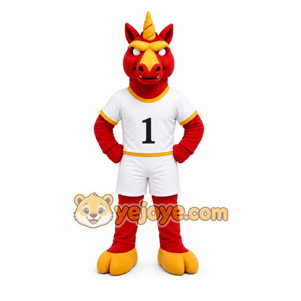 Red Unicorn Mascot Costume for Sports Events Red Unicorn Mascot Costume for Sports Events