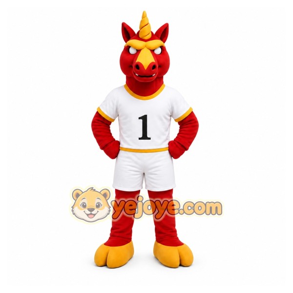 Red Unicorn Mascot Costume for Sports Events