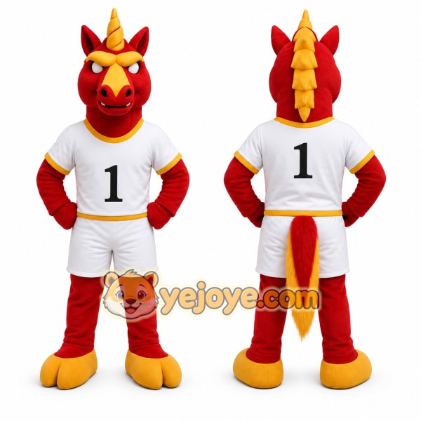 Red Unicorn Mascot Costume for Sports Events