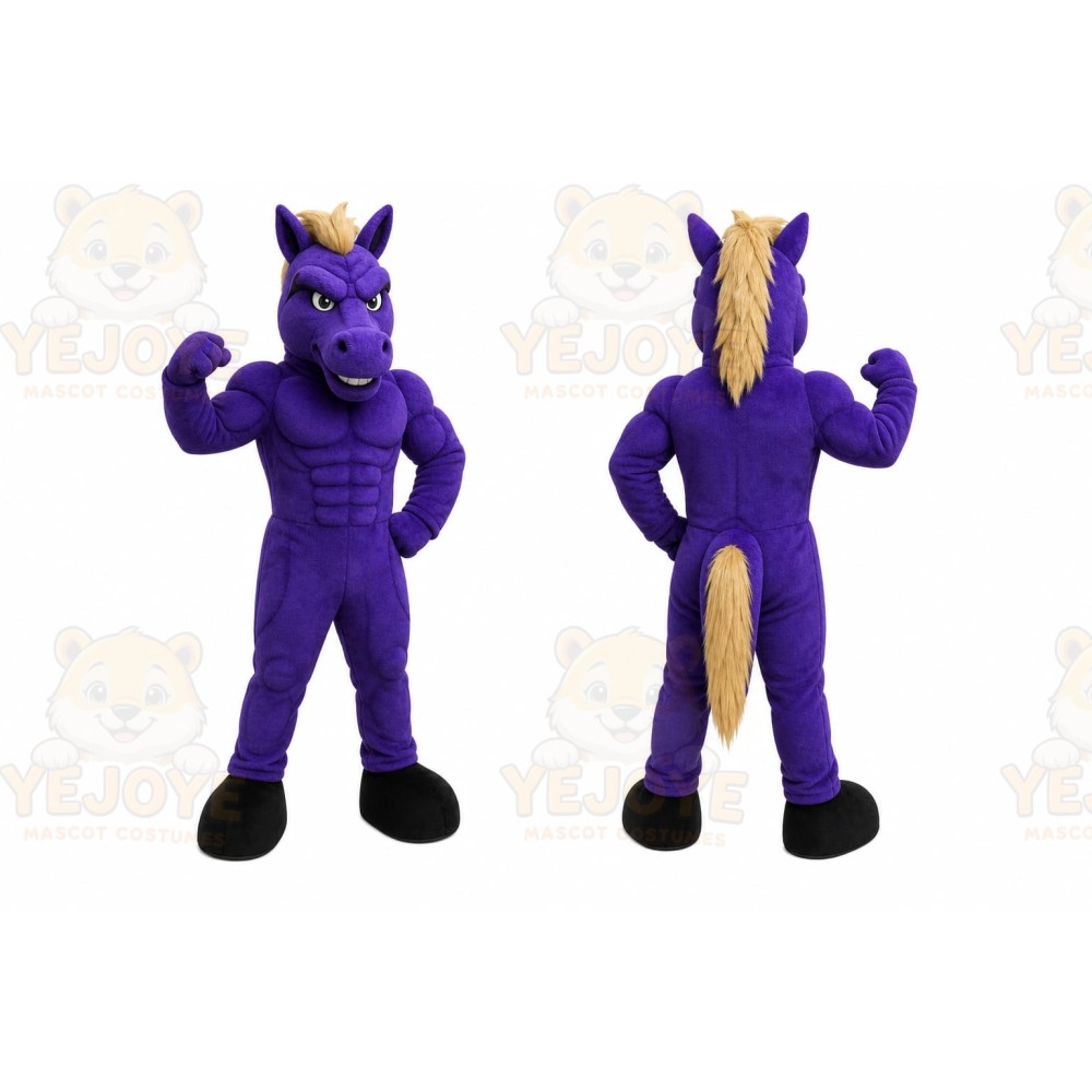 Purple Horse Mascot Costume for Sports Events
