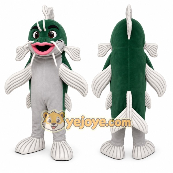 Green Catfish Mascot Costume for Events and Promotions