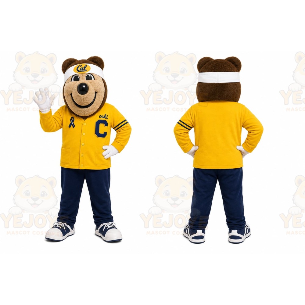 Yellow Bear Mascot Costume for Sports Events