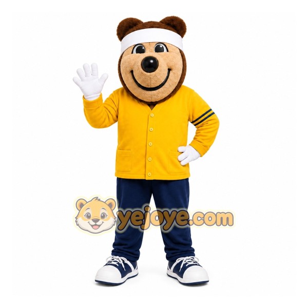 Yellow Bear Mascot Costume for Sports Events