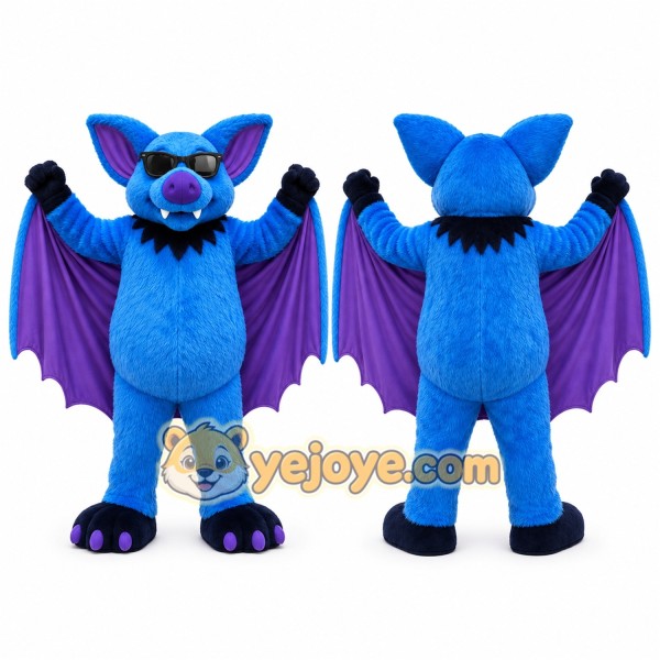 Blue Bat Mascot Costume for Children's Events