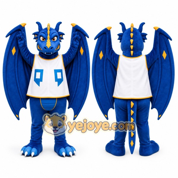 Blue Dragon Mascot Costume for Sports Events