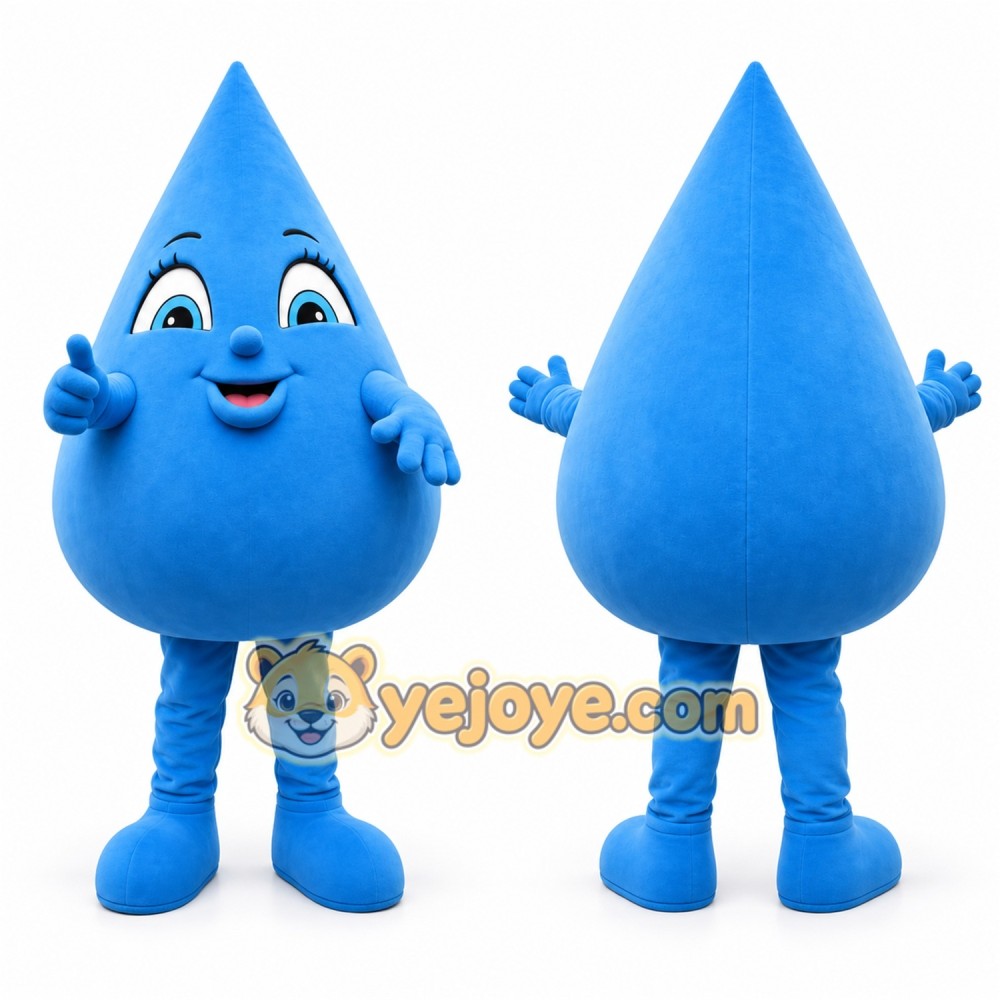 Blue Water Drop Mascot Costume for Events and Promotions Blue Water Drop Mascot Costume for Events and Promotions