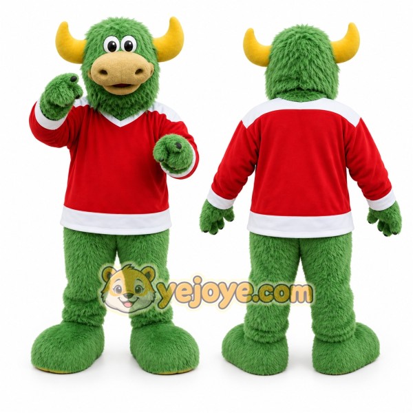 Green Bull Mascot Costume for Sports Events