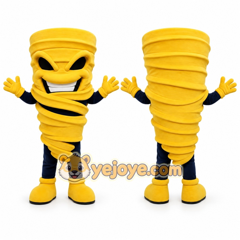 Yellow Tornado Mascot Costume for Events and Promotions Yellow Tornado Mascot Costume for Events and Promotions