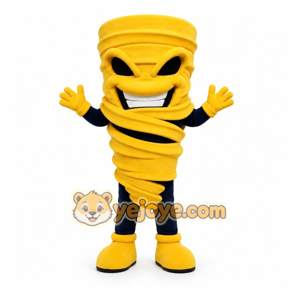 Yellow Tornado Mascot Costume for Events and Promotions