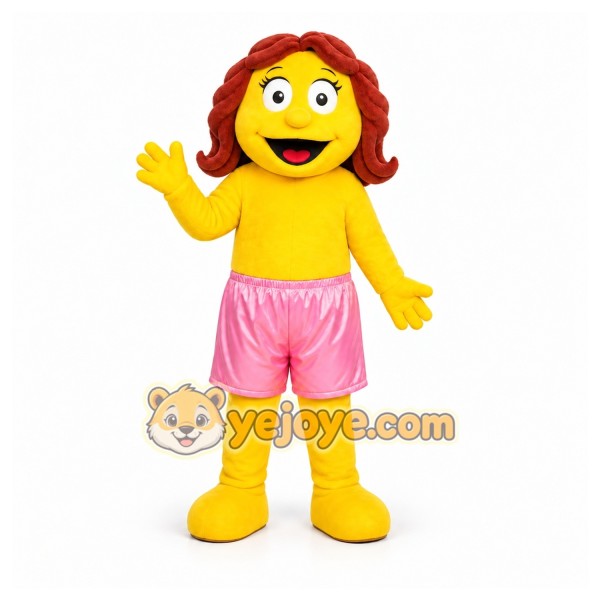 Yellow Human Mascot Costume for Children's Events