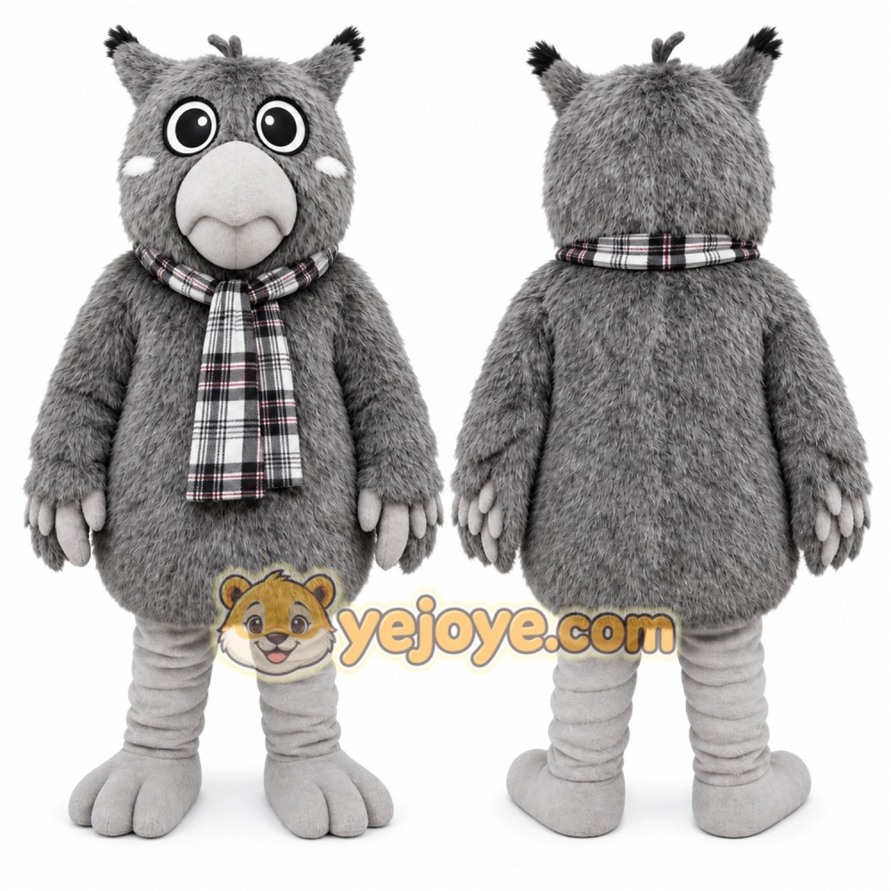 Gray Owl Mascot Costume for School Events Gray Owl Mascot Costume for School Events