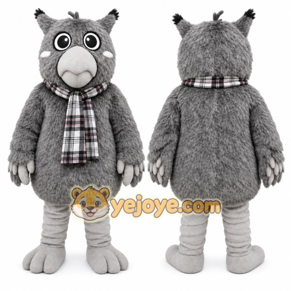 Gray Owl Mascot Costume for School Events