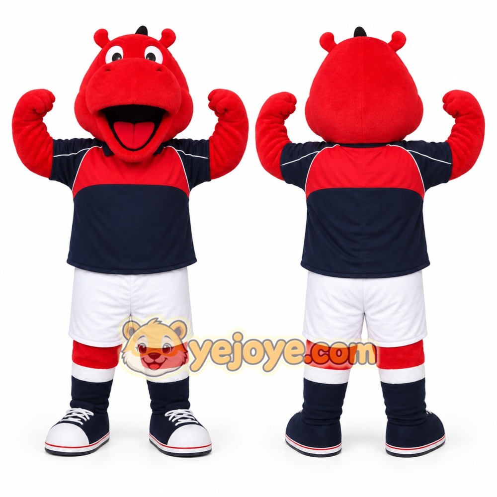 Red Hippopotamus Mascot Costume for Sports Events
