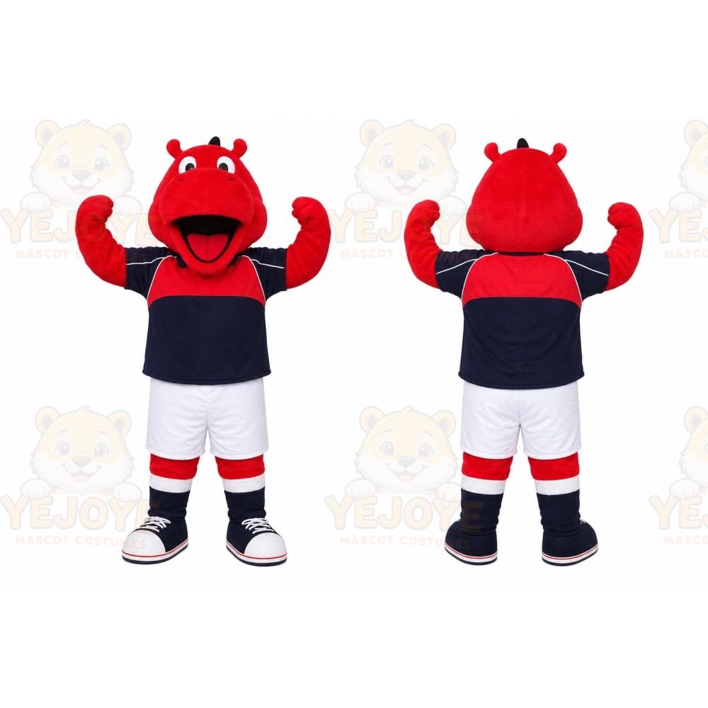 Red Hippopotamus Mascot Costume for Sports Events
