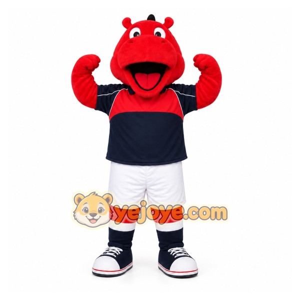 Red Hippopotamus Mascot Costume for Sports Events