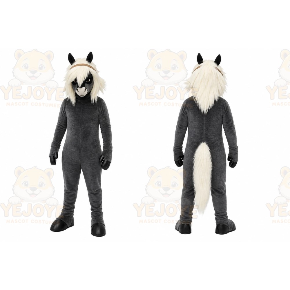 Gray Horse Mascot Costume for Sports Events