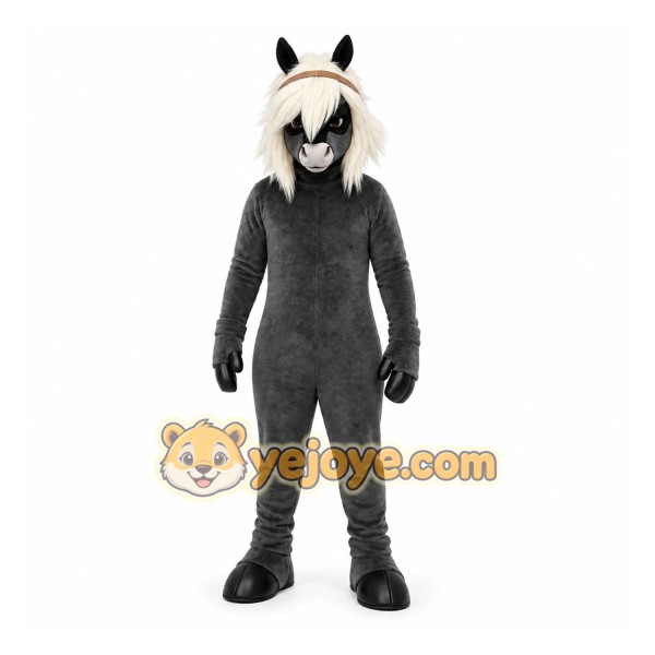 Gray Horse Mascot Costume for Sports Events