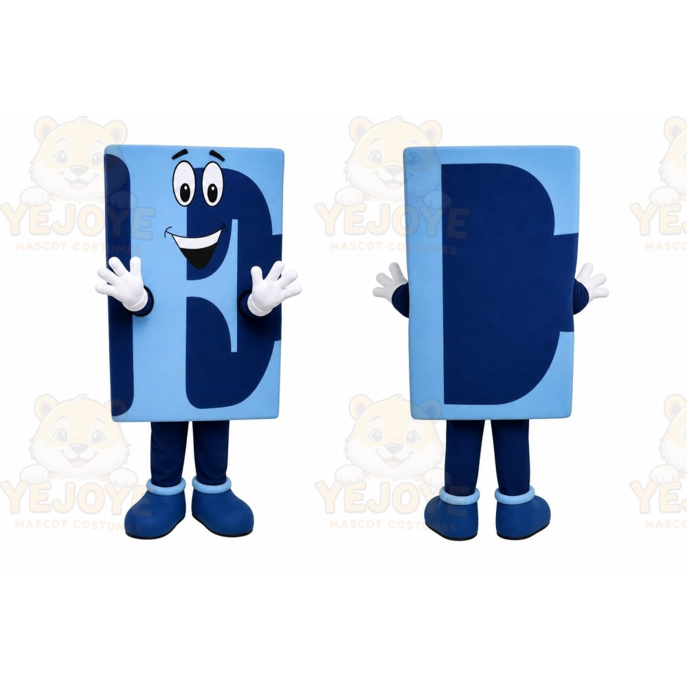 Blue Letter Block Mascot Costume for Events and Promotions