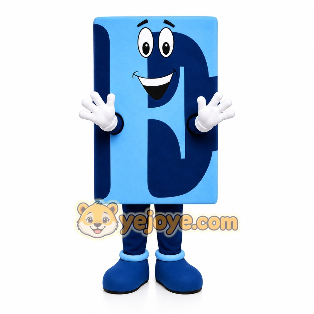 Blue Letter Block Mascot Costume for Events and Promotions Blue Letter Block Mascot Costume for Events and Promotions