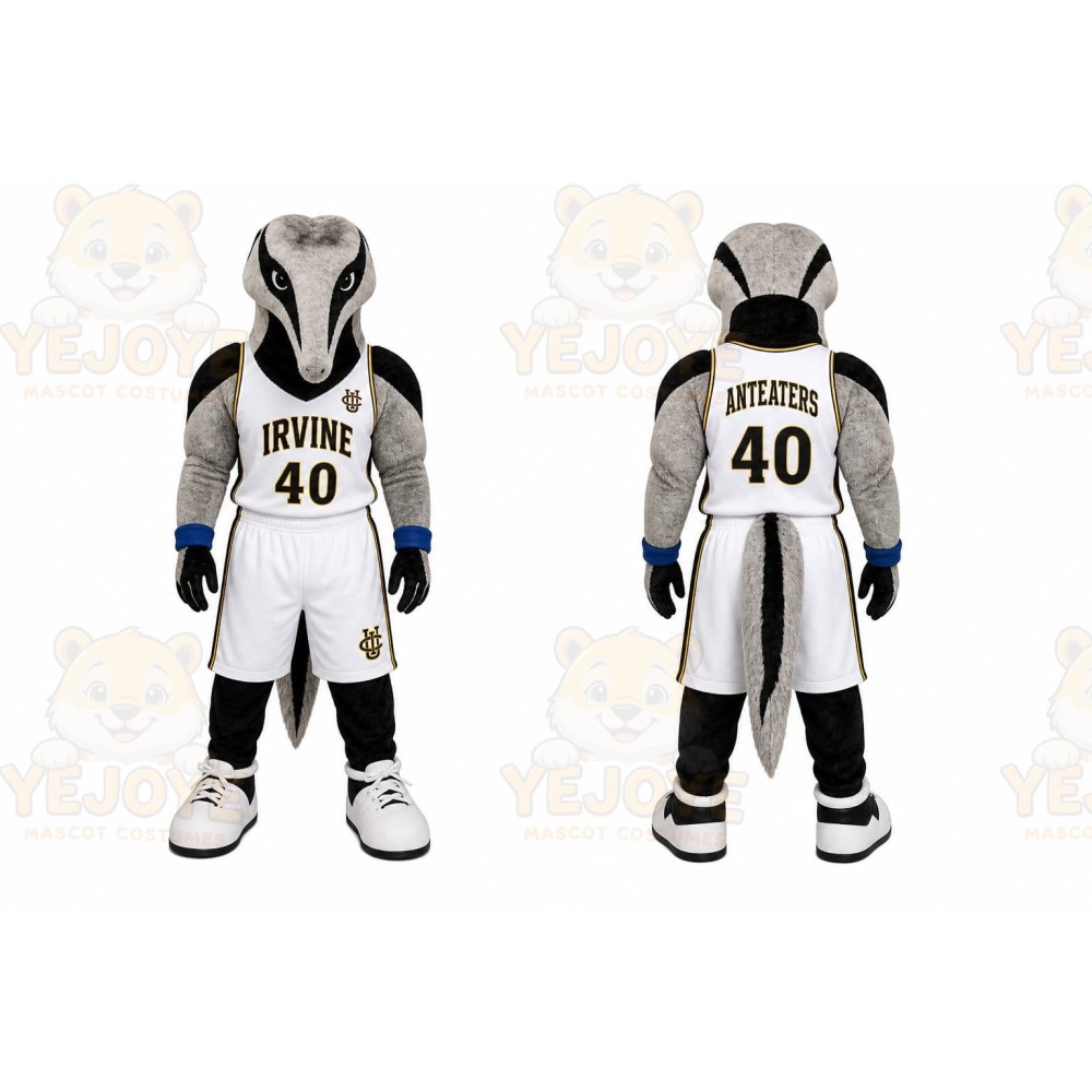 Gray Anteater Mascot Costume for Sports Events