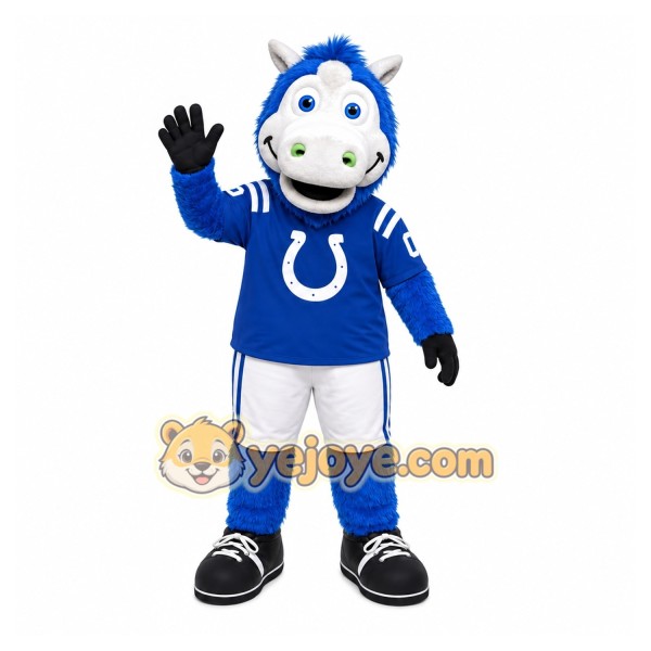 Blue Horse Mascot Costume for Sports Events