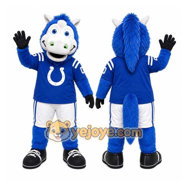 Blue Horse Mascot Costume for Sports Events