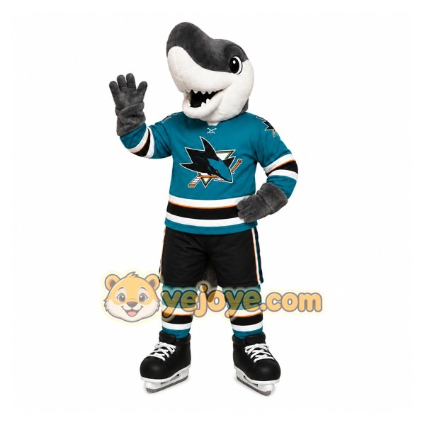 Teal Shark Mascot Costume for Sports Events