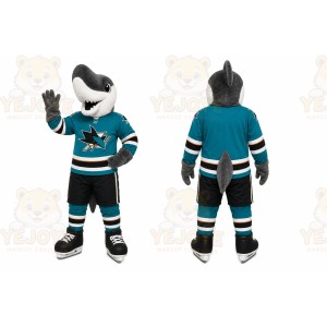 Teal Shark Mascot Costume for Sports Events