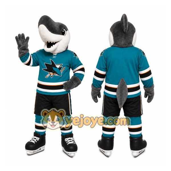 Teal Shark Mascot Costume for Sports Events