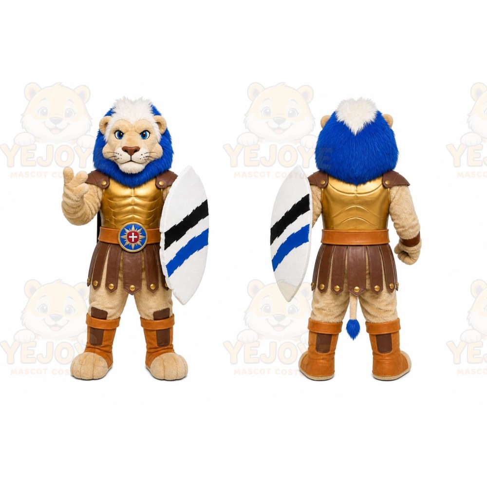 Tan Lion Warrior Mascot Costume for School Events