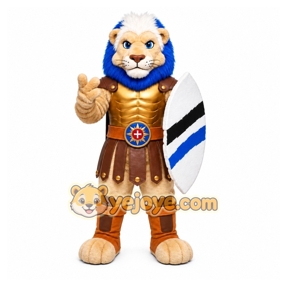 Tan Lion Warrior Mascot Costume for School Events Tan Lion Warrior Mascot Costume for School Events