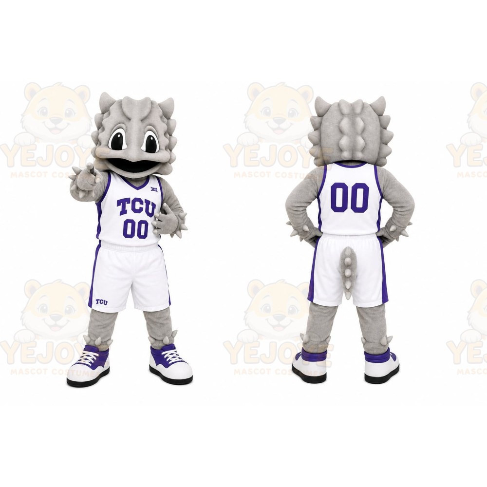 Gray Horned Lizard Mascot Costume for Sports Events