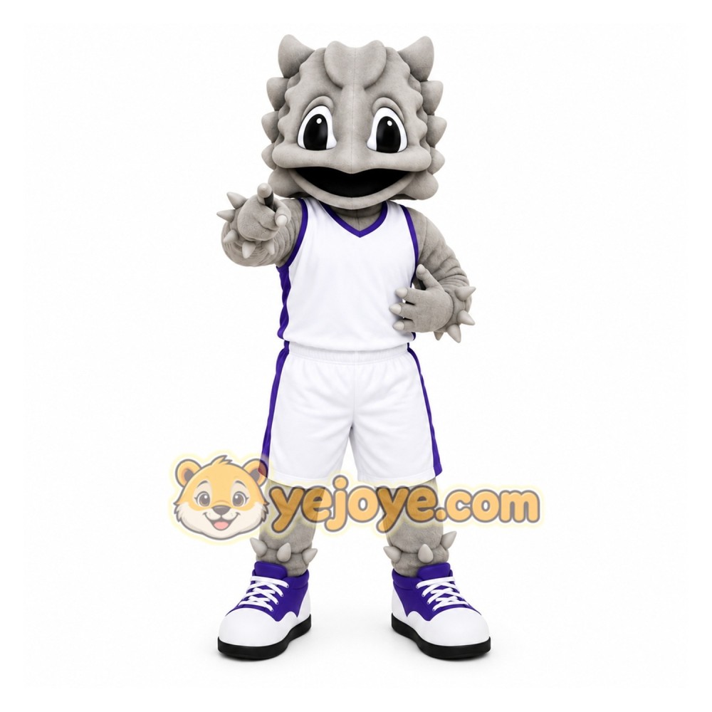 Gray Horned Lizard Mascot Costume for Sports Events Gray Horned Lizard Mascot Costume for Sports Events