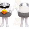 White Bird With Helmet Mascot Costume for Sports Events
