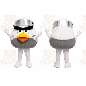 White Bird With Helmet Mascot Costume for Sports Events