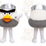 White Bird With Helmet Mascot Costume for Sports Events