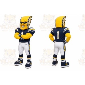 Yellow Lightning Bolt Humanoid Mascot Costume for Sports Events