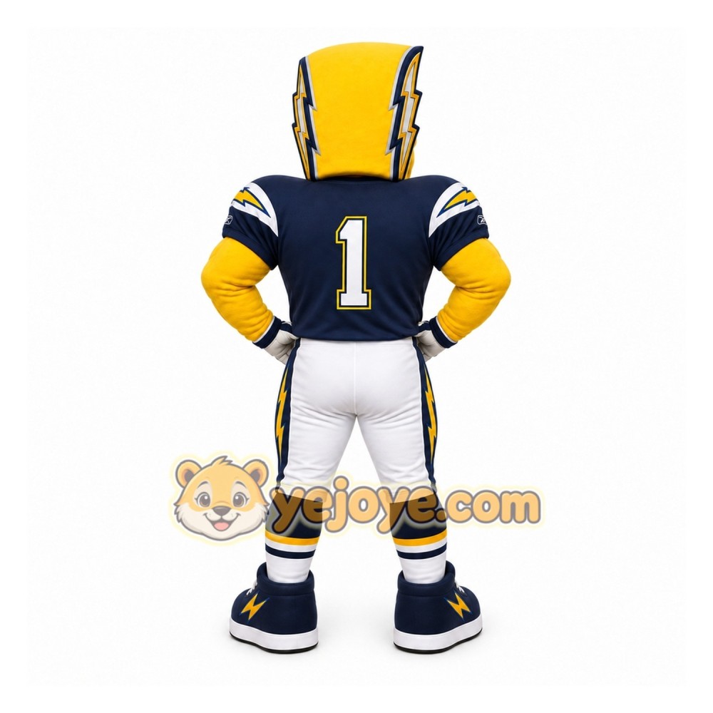Yellow Lightning Bolt Humanoid Mascot Costume for Sports Events Yellow Lightning Bolt Humanoid Mascot Costume for Sports Events