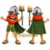 Orange Bearded Man With Helmet And Cape Mascot Costume for Events and Promotions