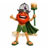 Orange Bearded Man With Helmet And Cape Mascot Costume for Events and Promotions