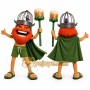 Orange Bearded Man With Helmet And Cape Mascot Costume for Events and Promotions